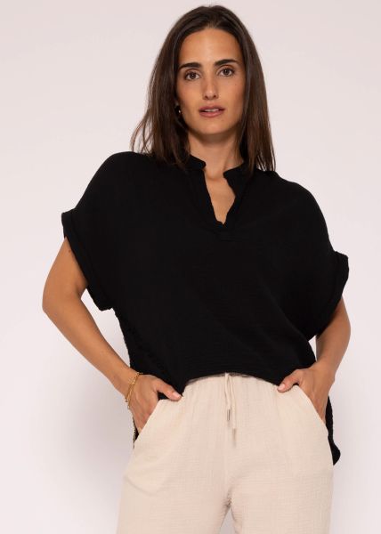 Musselin Shirt, schwarz