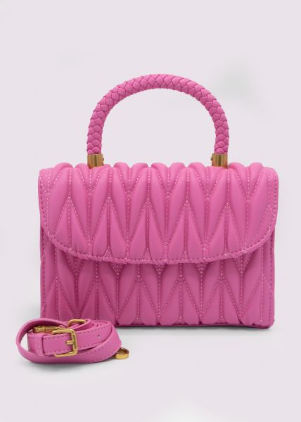 Handtasche mit geflochtenem Henkel, pink