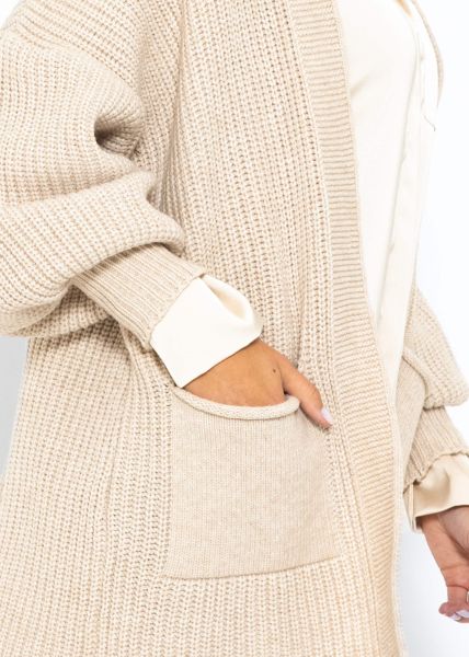 Soft Strick Cardigan mit Taschen - beige
