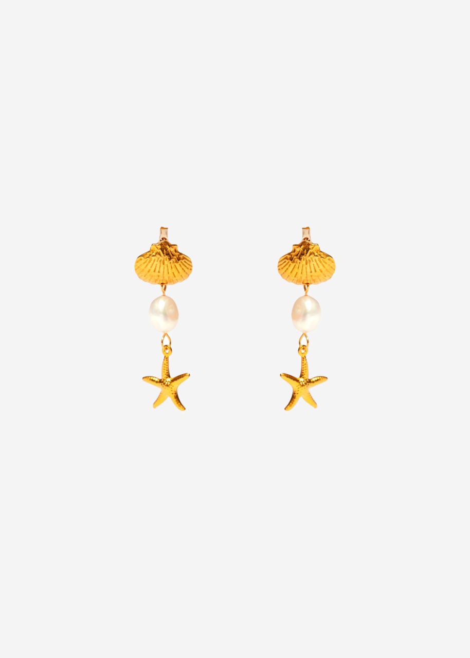Ohrstecker mit Muschel und Seestern - gold