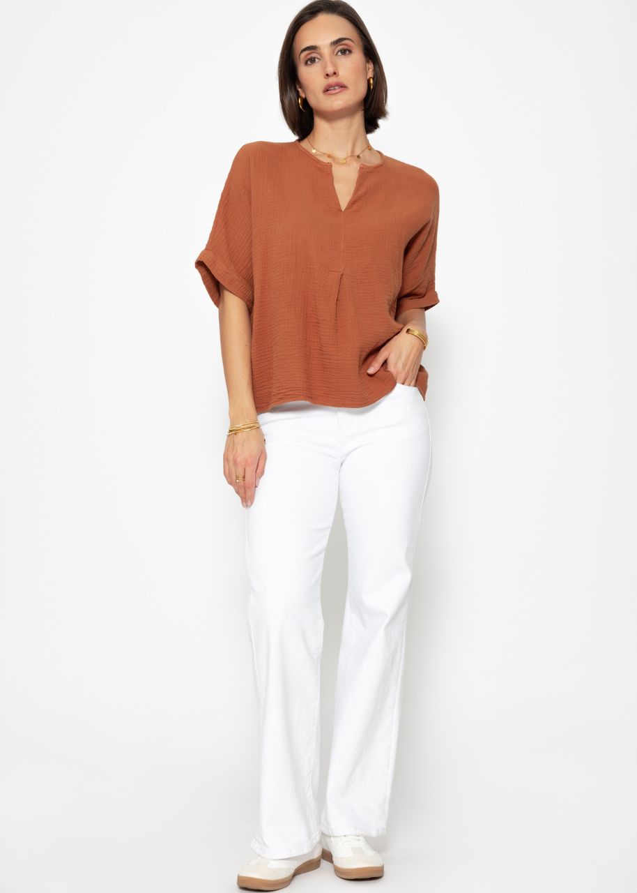 Oversize Musselin Shirt - cognac