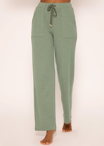 Casual Pants in Waffelpiqué - grün