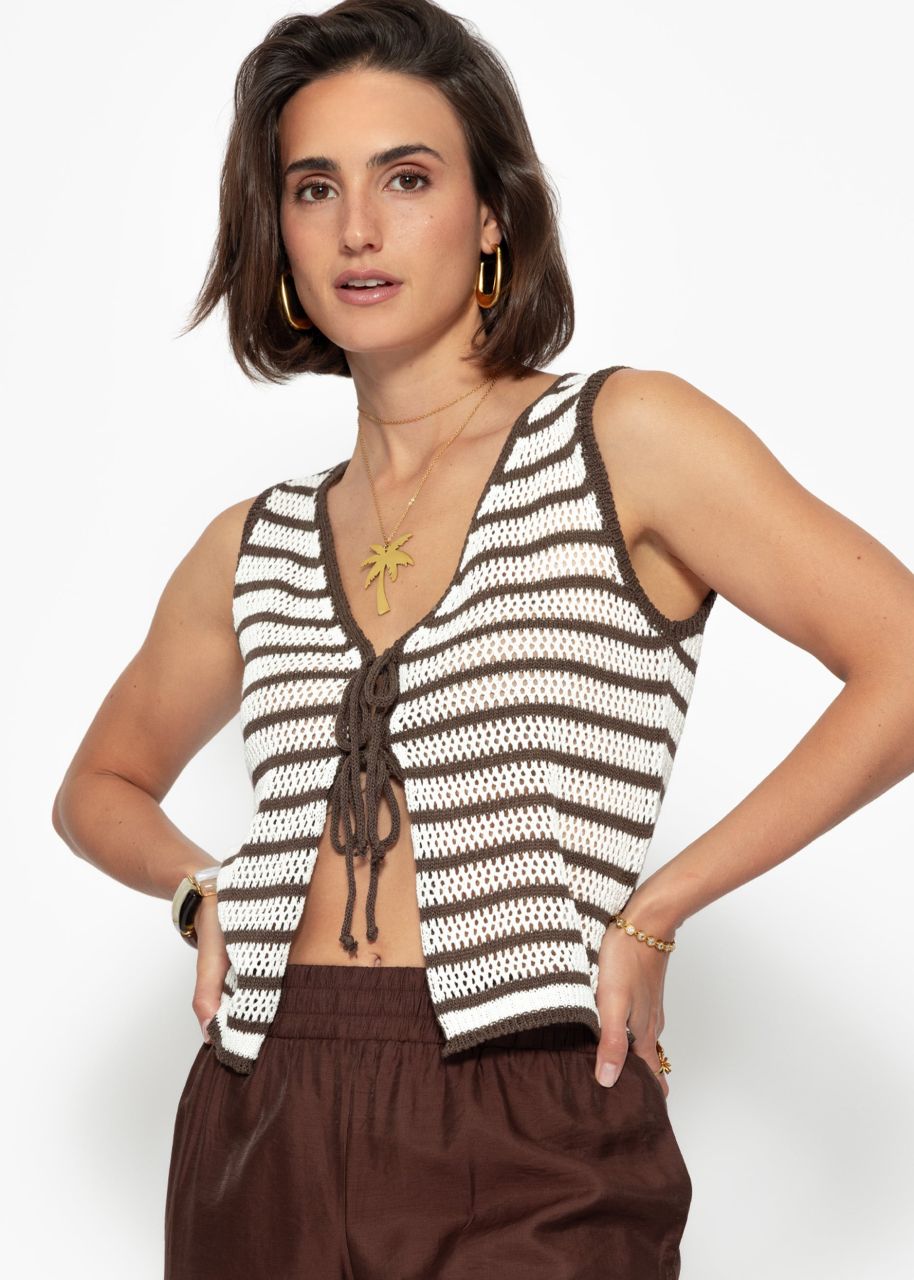 Stricktop mit Schleifenverschluss - offwhite