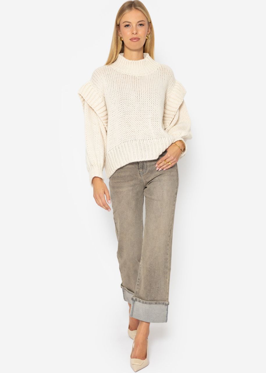 Jessica Haller Oversize Pullover mit Statement Ärmeln - offwhite