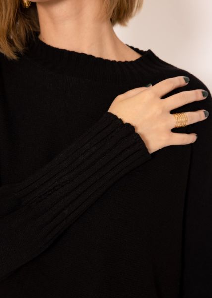 Lässiger Crop Pullover - schwarz