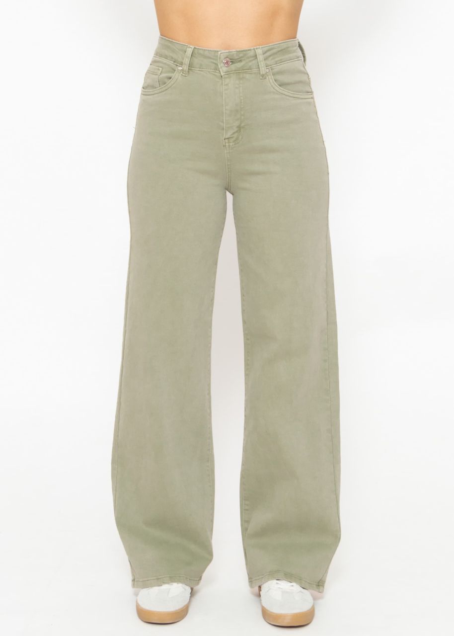 Jeans mit weitem Bein - pastellgrün