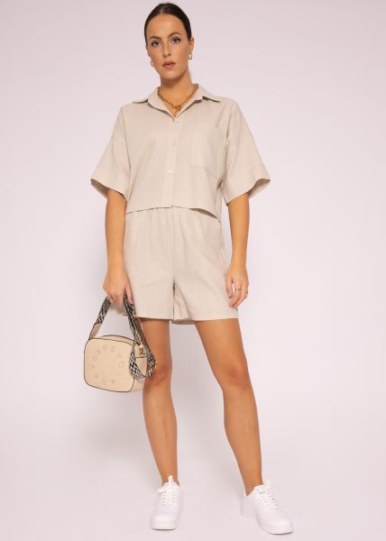 Leinen Shorts, beige