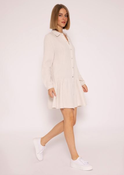 Musselin Kleid mit langen Ärmel, hellbeige
