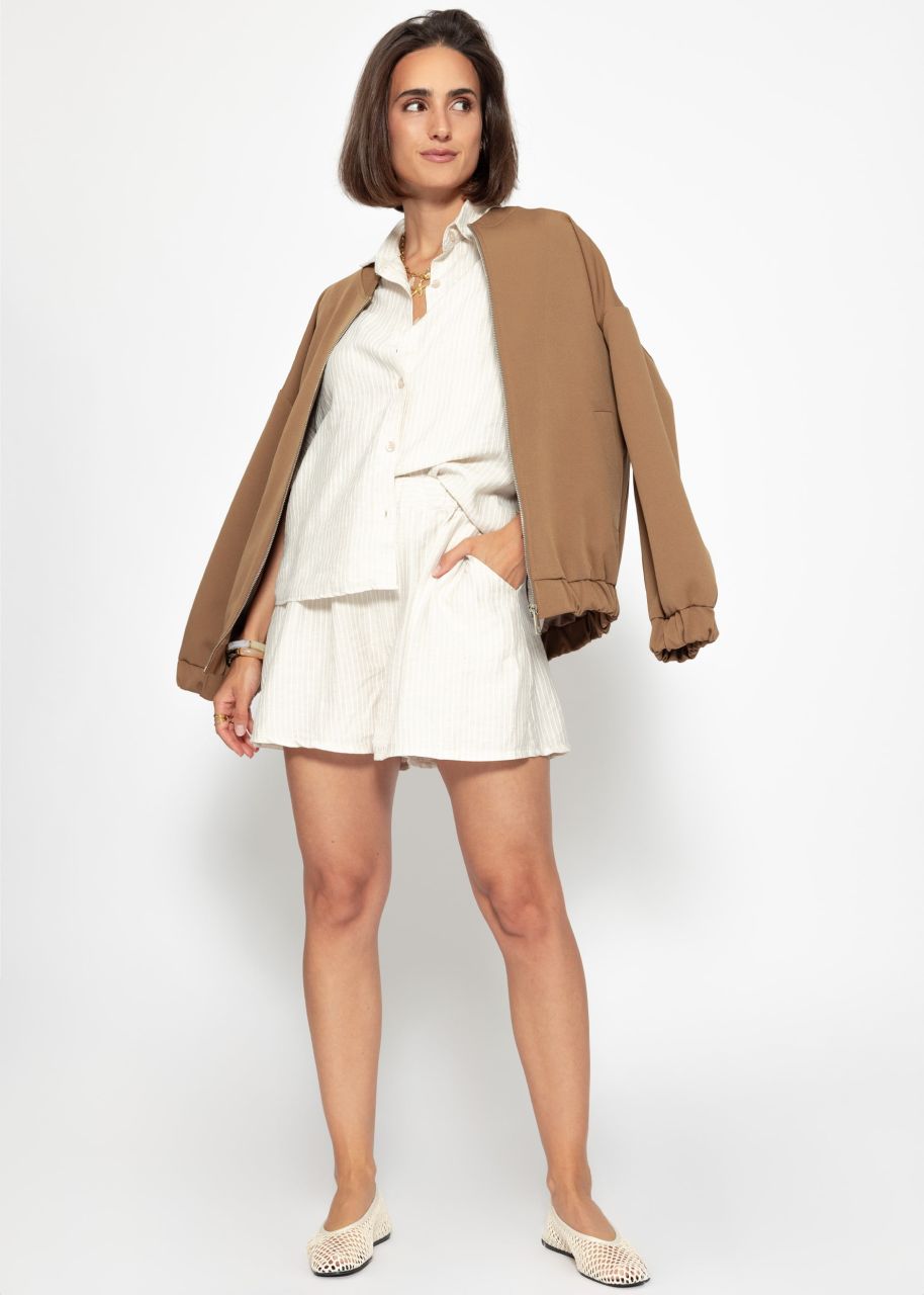Gestreifte Shorts - hellbeige