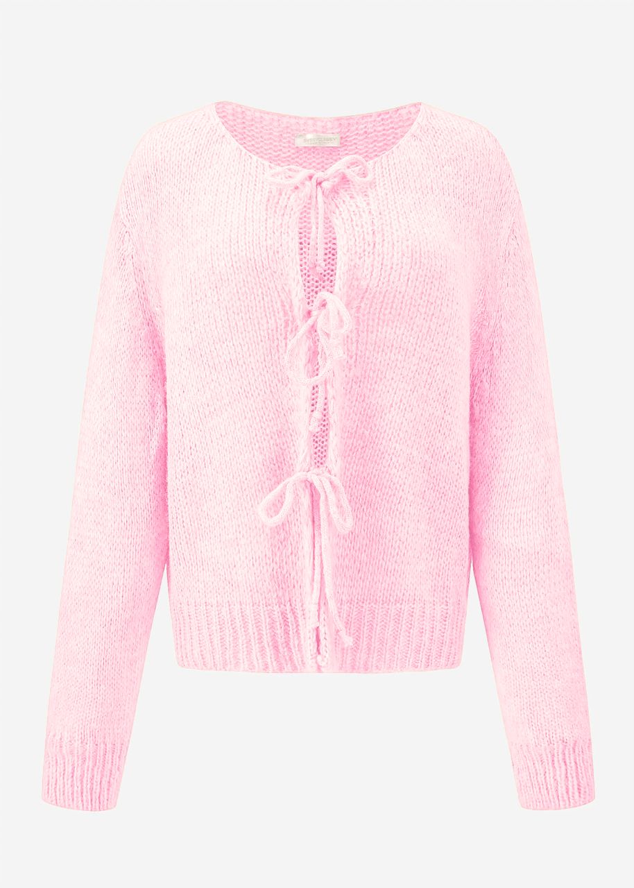 Strickjacke mit Schleifenverschluss - babyrosa