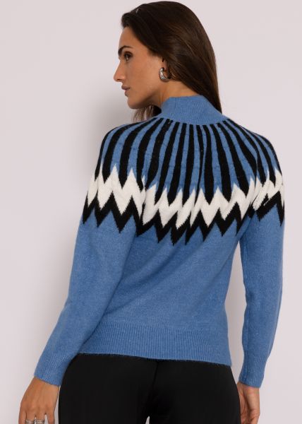 Raglan-Pullover mit Muster, blau