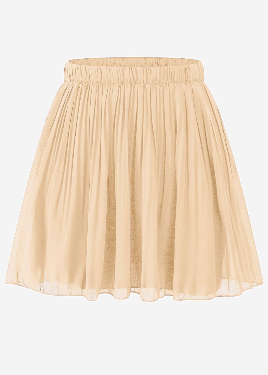 Plissée-Rock aus Chiffon, beige