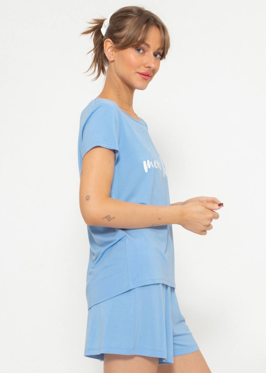 Pyjama Shirt mit Print - hellblau