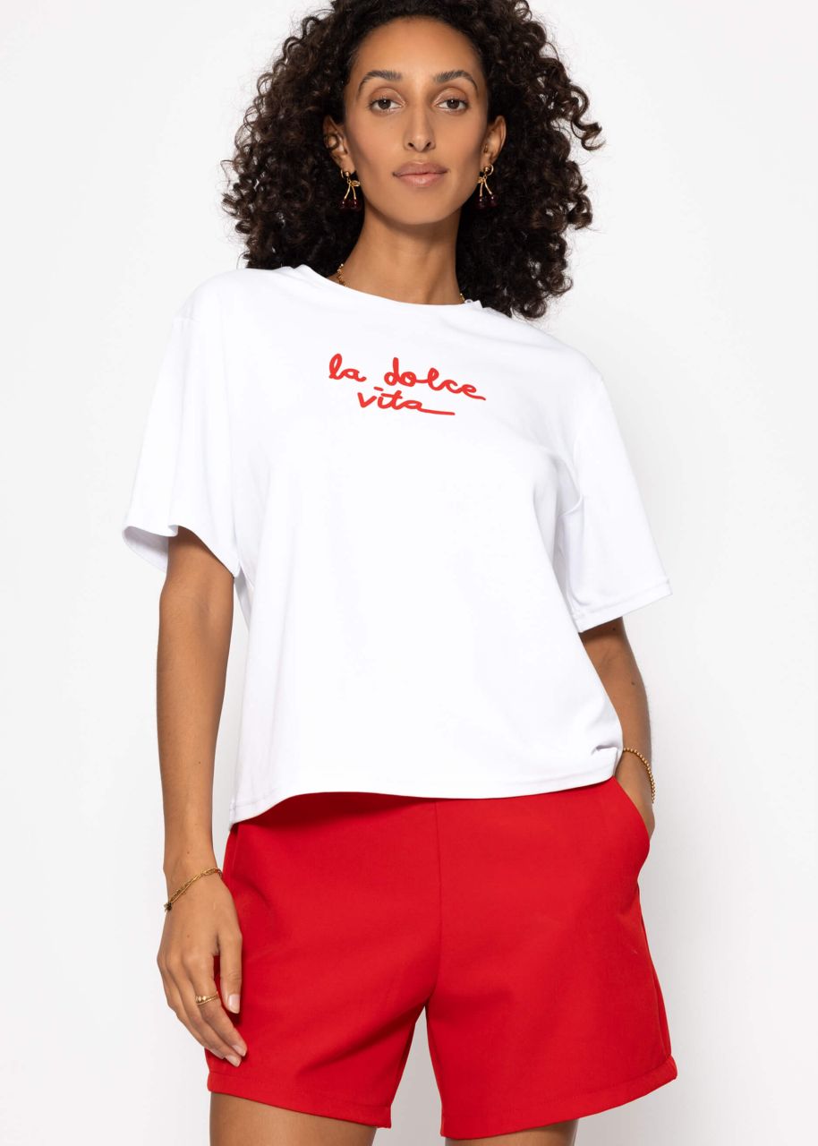 T-Shirt mit LA DOLCE VITA Print - weiß