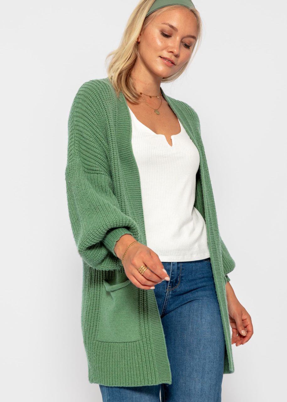 Soft Strick Cardigan mit Taschen - grün