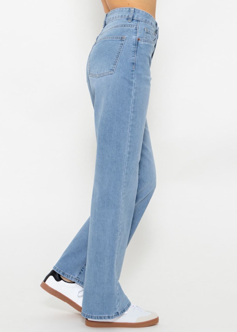 Highwaist Jeans mit weitem Bein - blau