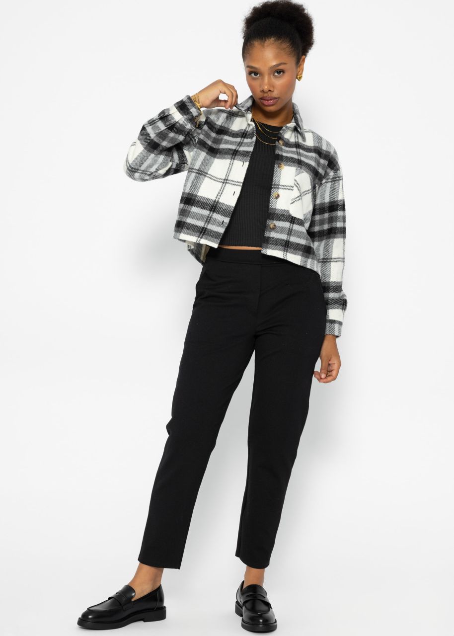 Cropped Jacke, kariert - schwarz-weiß-grau