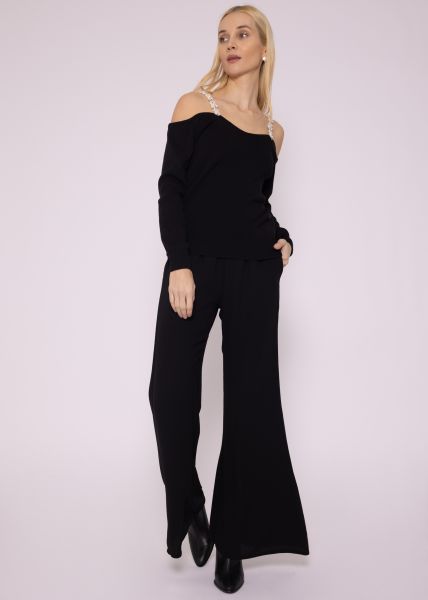 Pullover mit Schmuckträger, schwarz