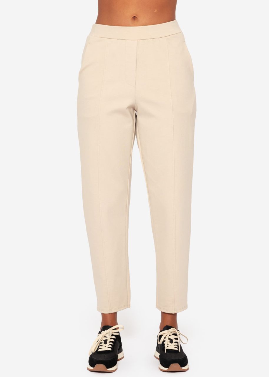 Jersey Chinos mit Ziernaht - beige