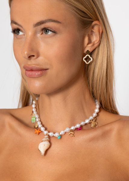 Perlenkette mit maritimen Charms - weiß