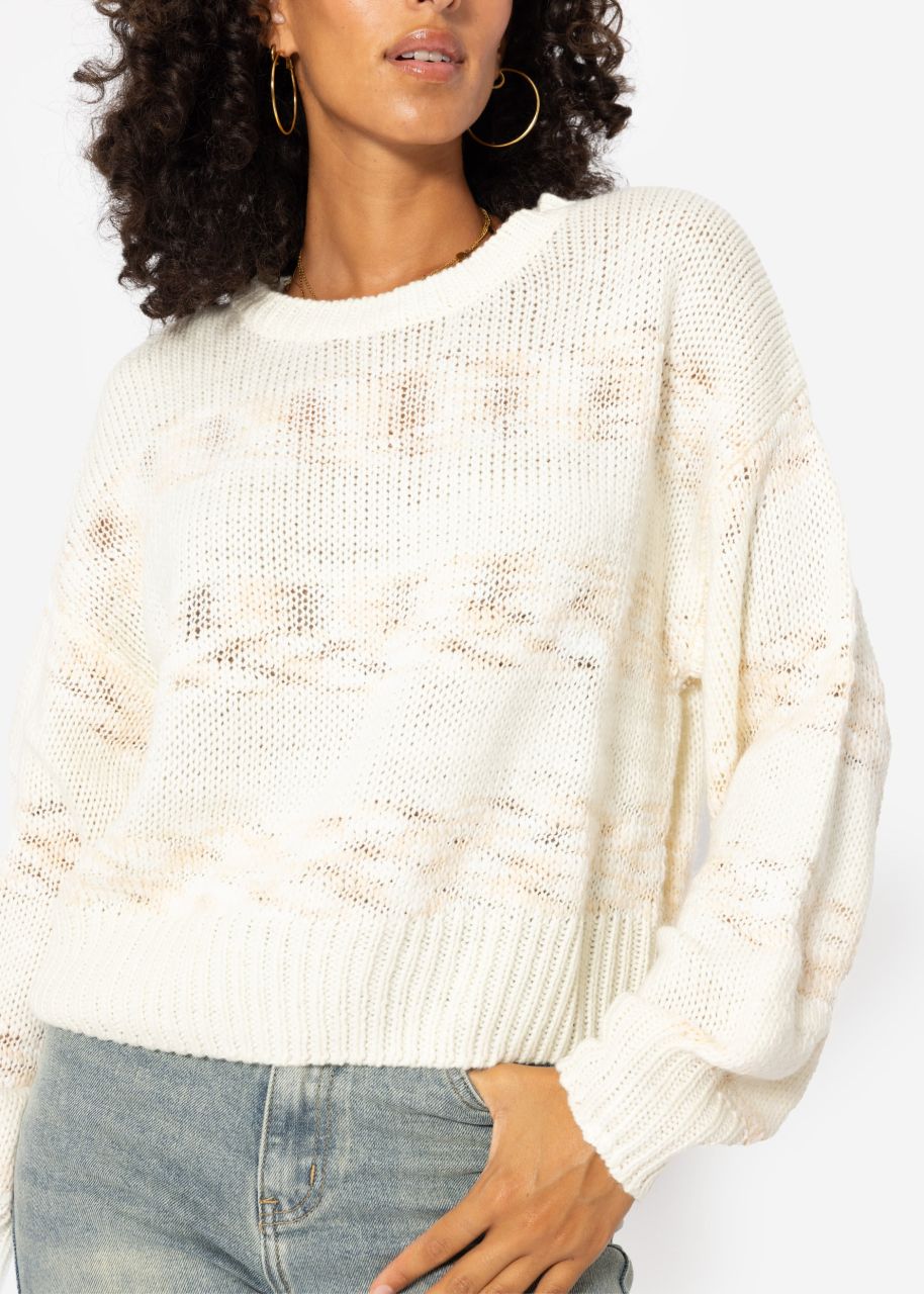 Pullover mit multicolor Streifen - offwhite-beige