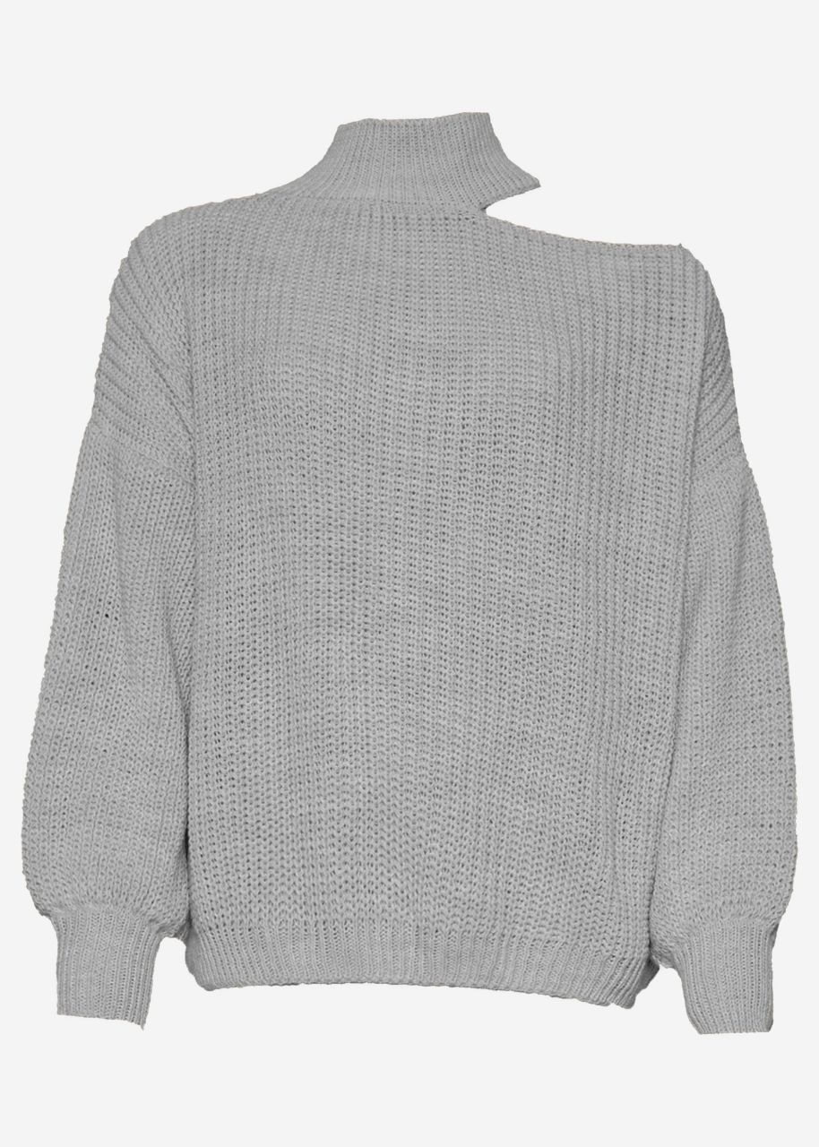 Oversize Cut-Out Pullover - grau