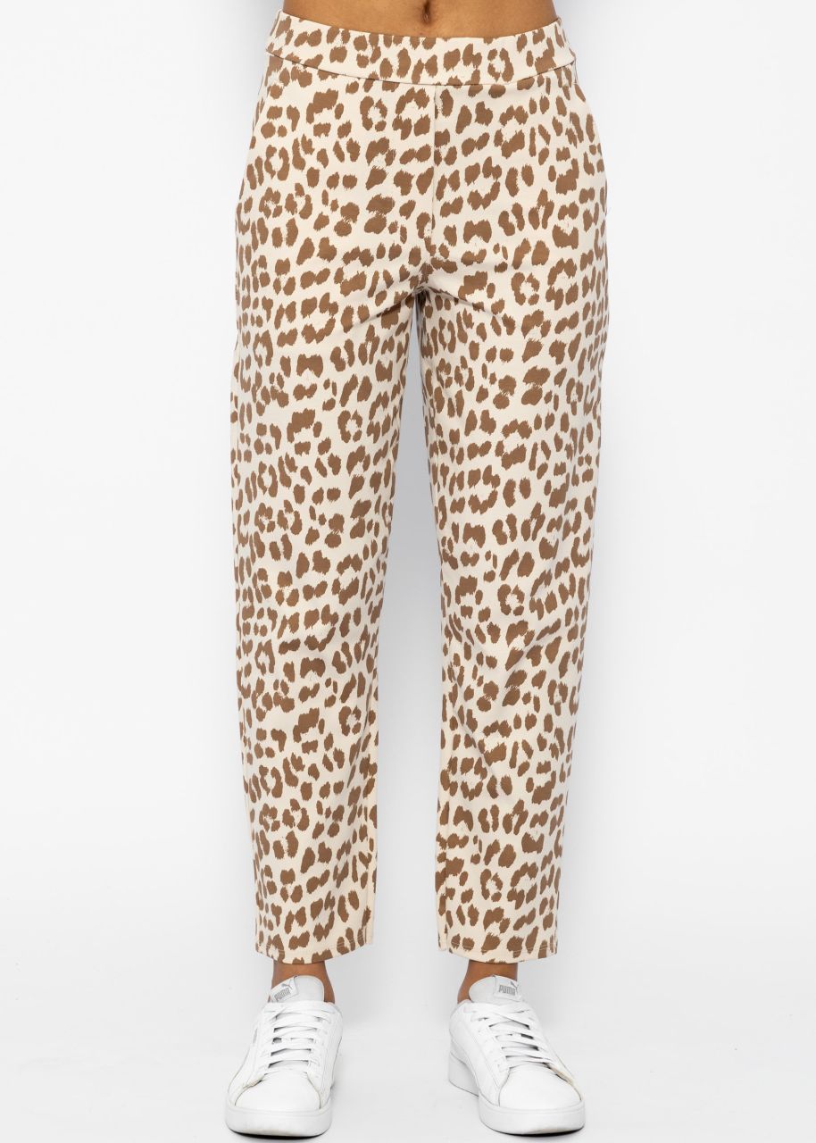 Jersey Chinos in Leo-Print - offwhite