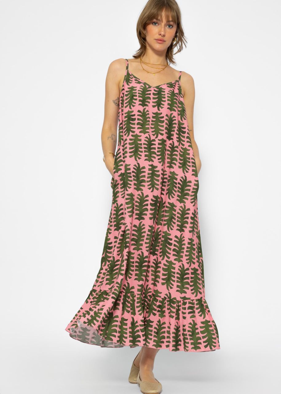 Maxi Kleid mit Print - rosa