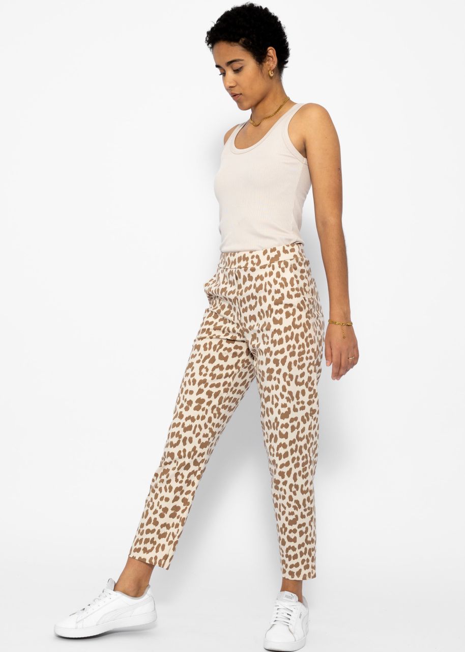 Jersey Chinos in Leo-Print - offwhite