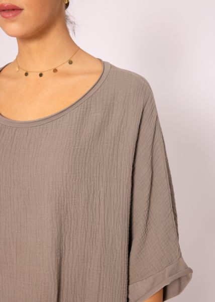 Lässiges Musselin Shirt, taupe