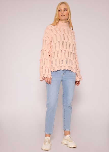 Oversize Pullover mit Muster, rosa
