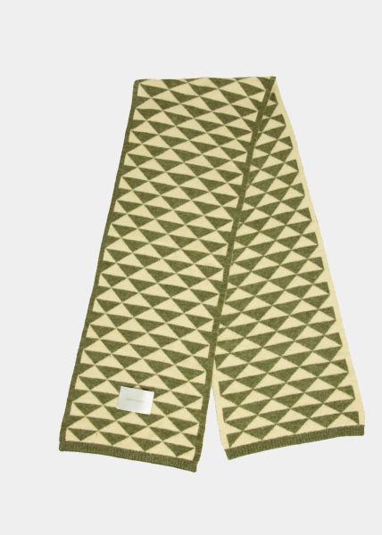 Schal mit geometrischem Print - khaki-offwhite