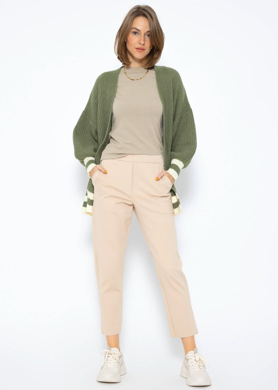 Soft Strick Cardigan mit Taschen - khaki-beige