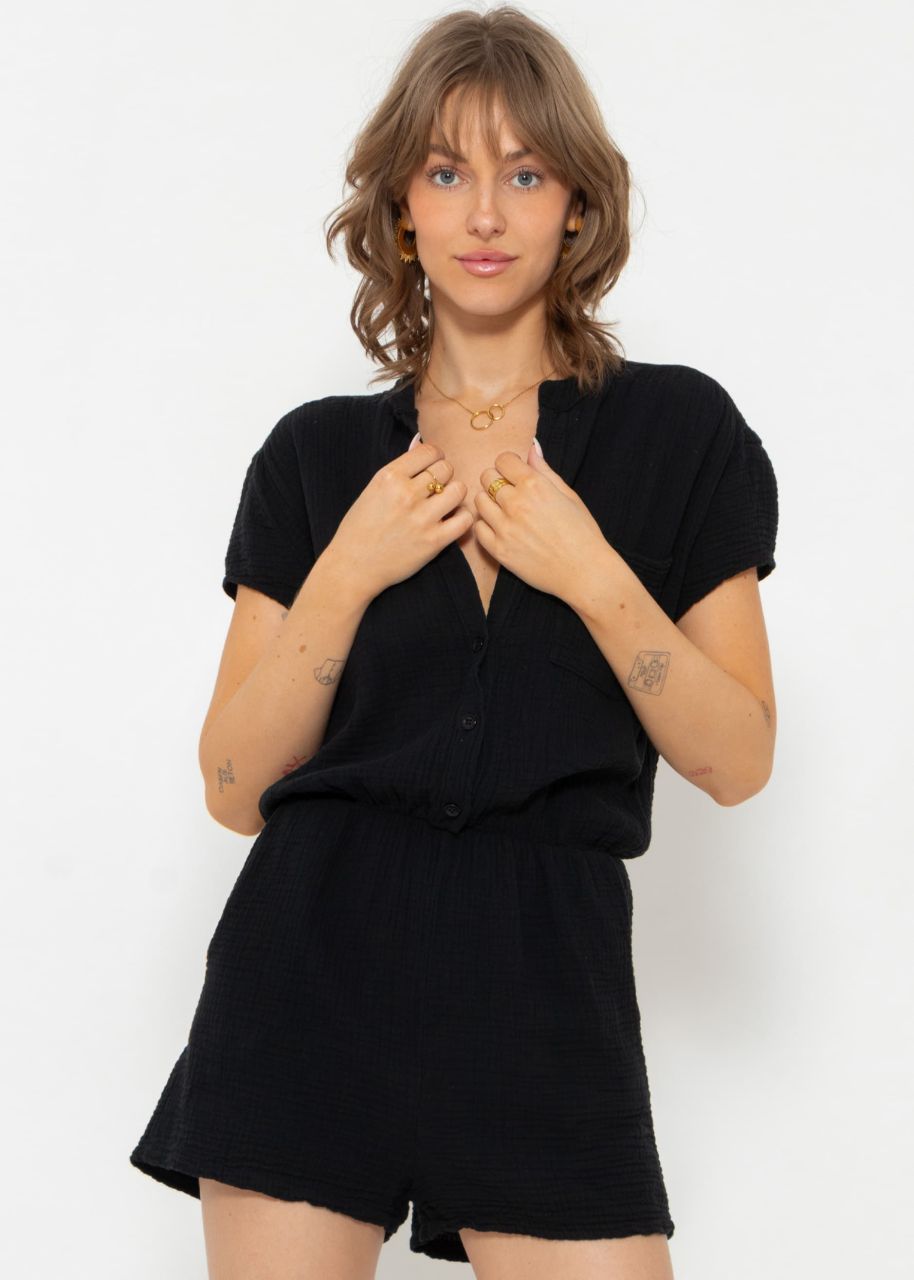 Musselin Jumpsuit - schwarz