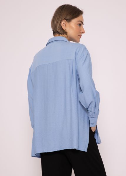 Lässige Viskose Bluse mit Schlitzen, hellblau