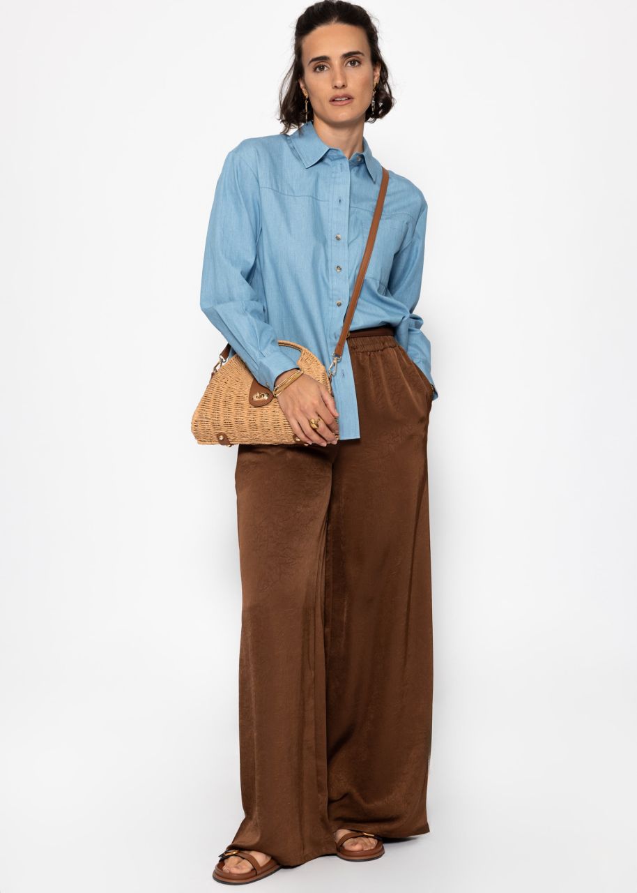 Denim Hemdbluse mit Brusttasche - blau