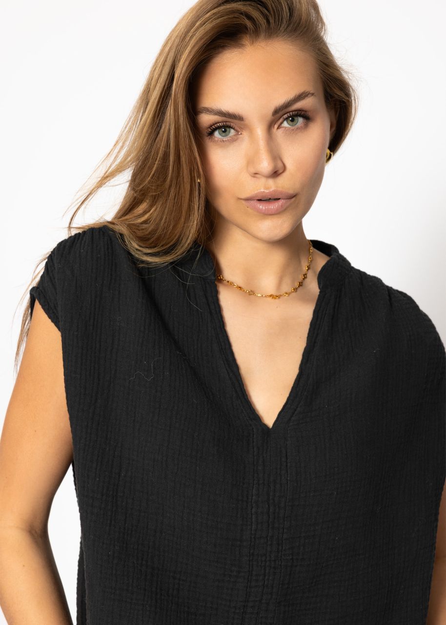 Musselin Shirt - schwarz
