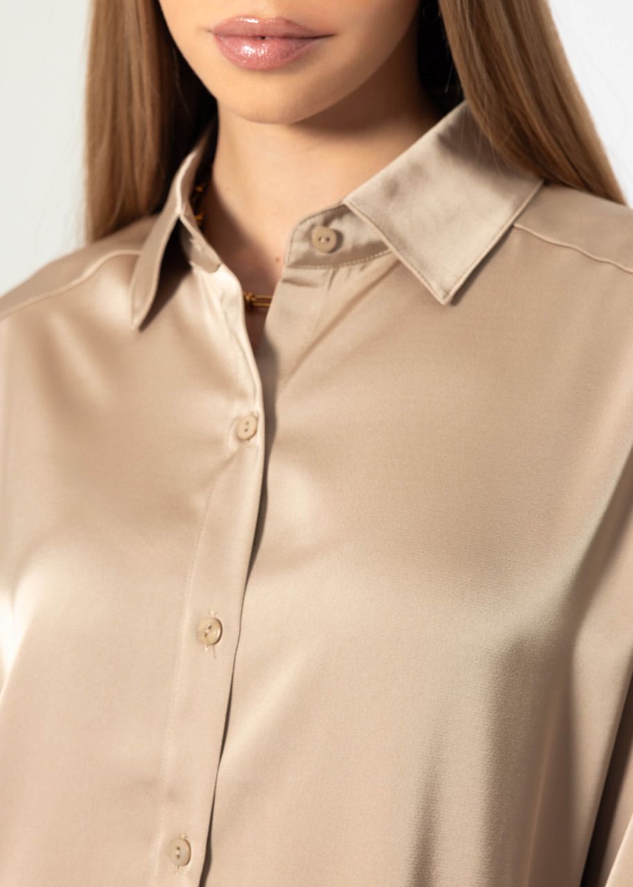 Oversize Satin Bluse - champagner