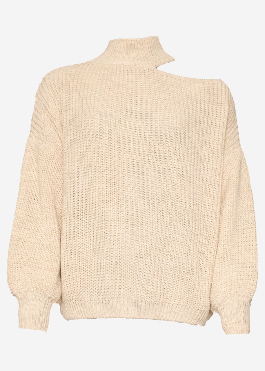 Oversize Cut-Out Pullover - beige