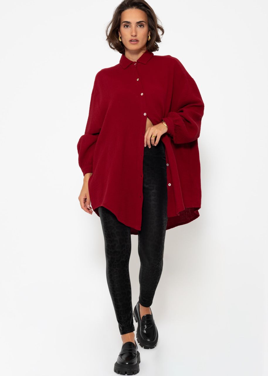 Musselin Bluse oversize, dunkelrot