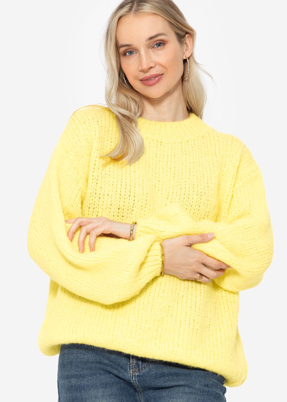 Oversize Pullover mit Rundhals-Ausschnitt - vanillegelb