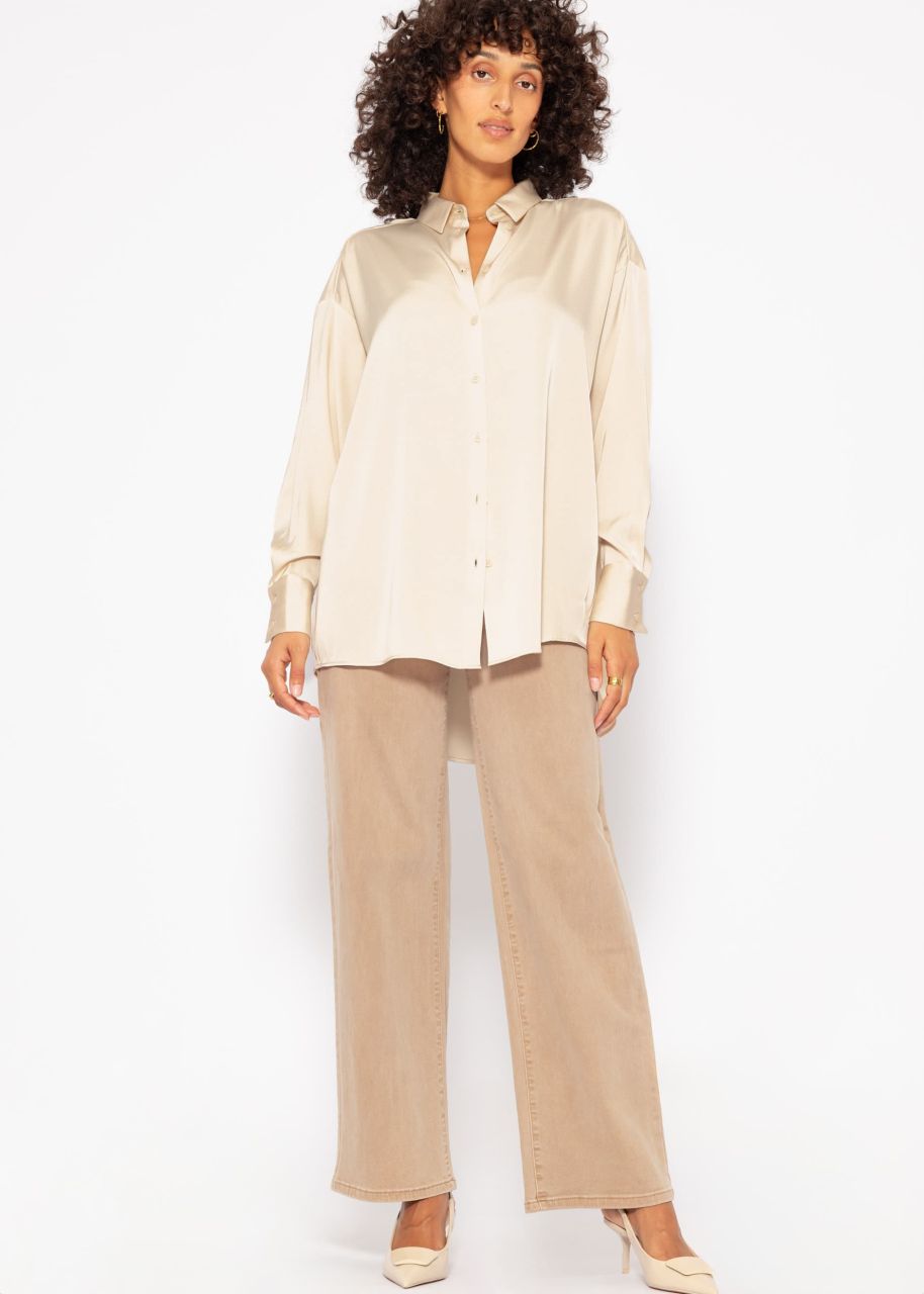 Oversize Satinbluse - beige