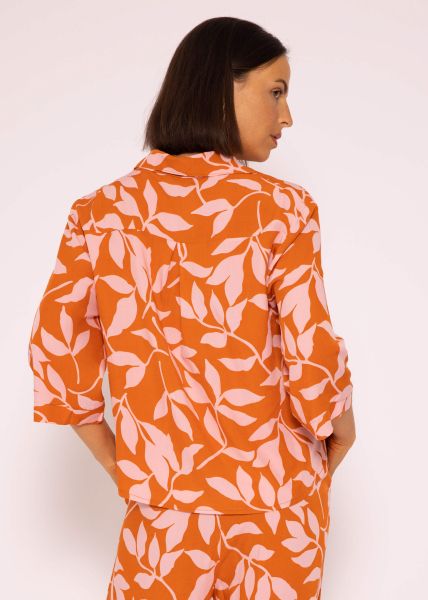Viskose Bluse mit Print, orange/rosa