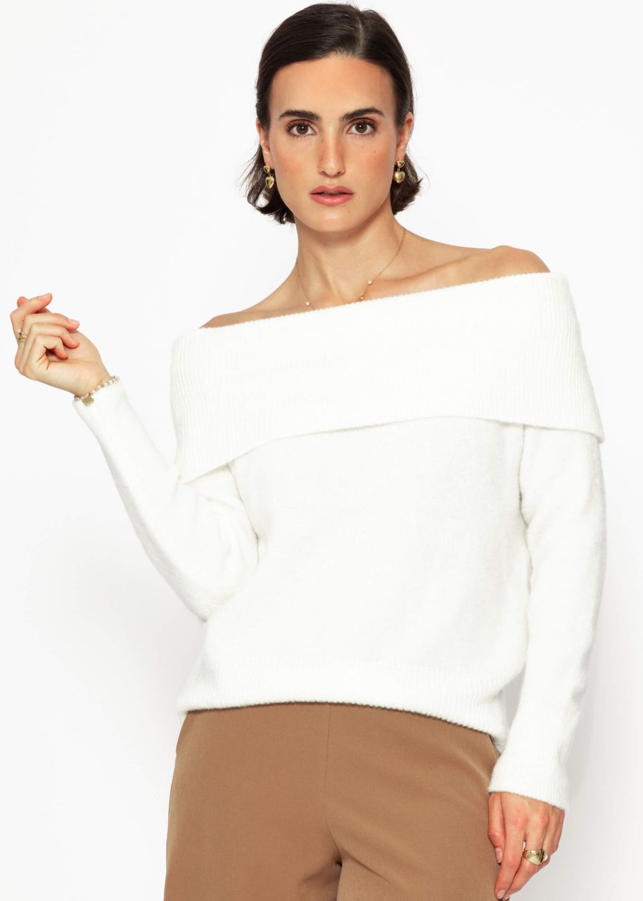 Schulterfreier Pullover - offwhite