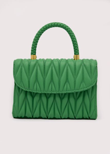 Handtasche mit geflochtenem Henkel, grün