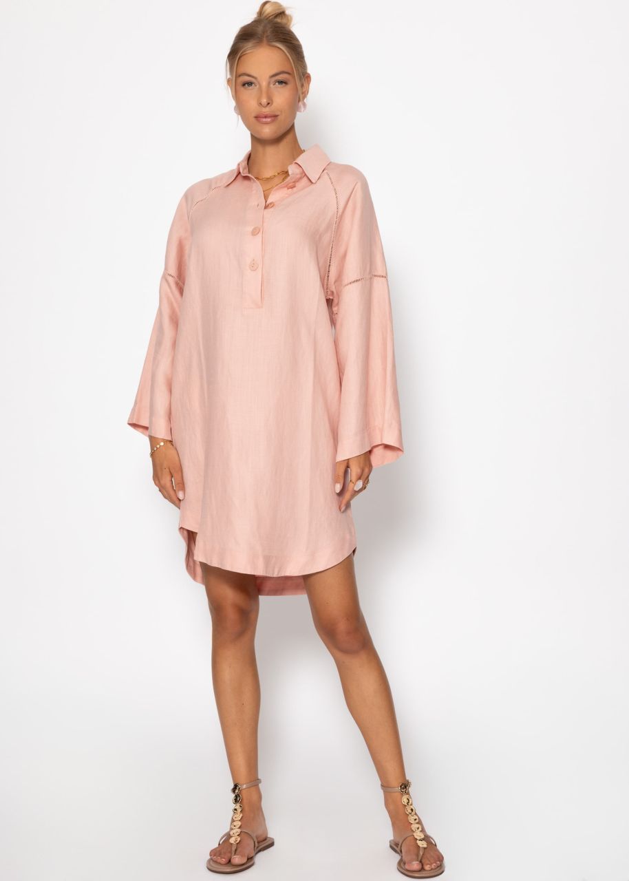 Leinen Kleid mit Knopfleiste - rosa