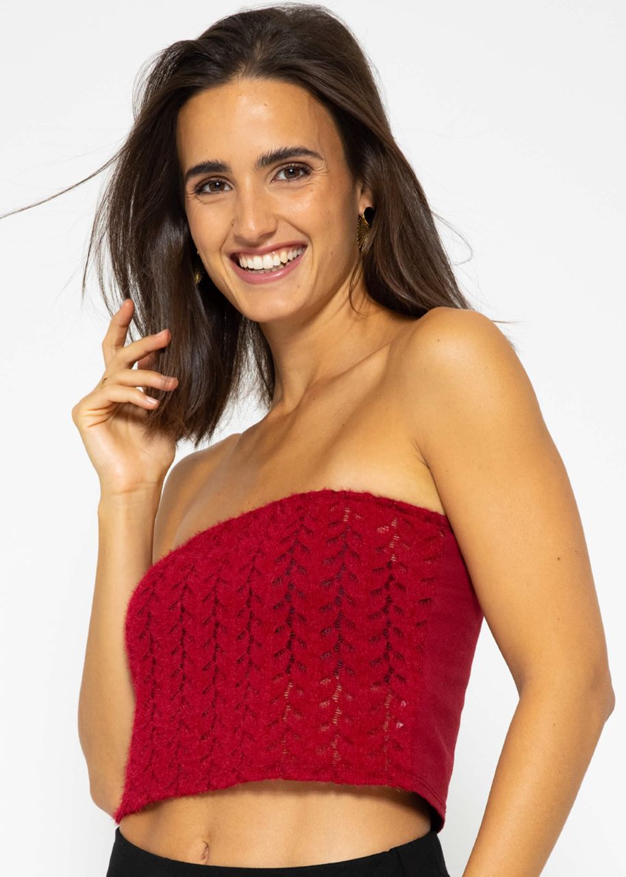 Bandeau Top in extravaganter Spitze - dunkelrot