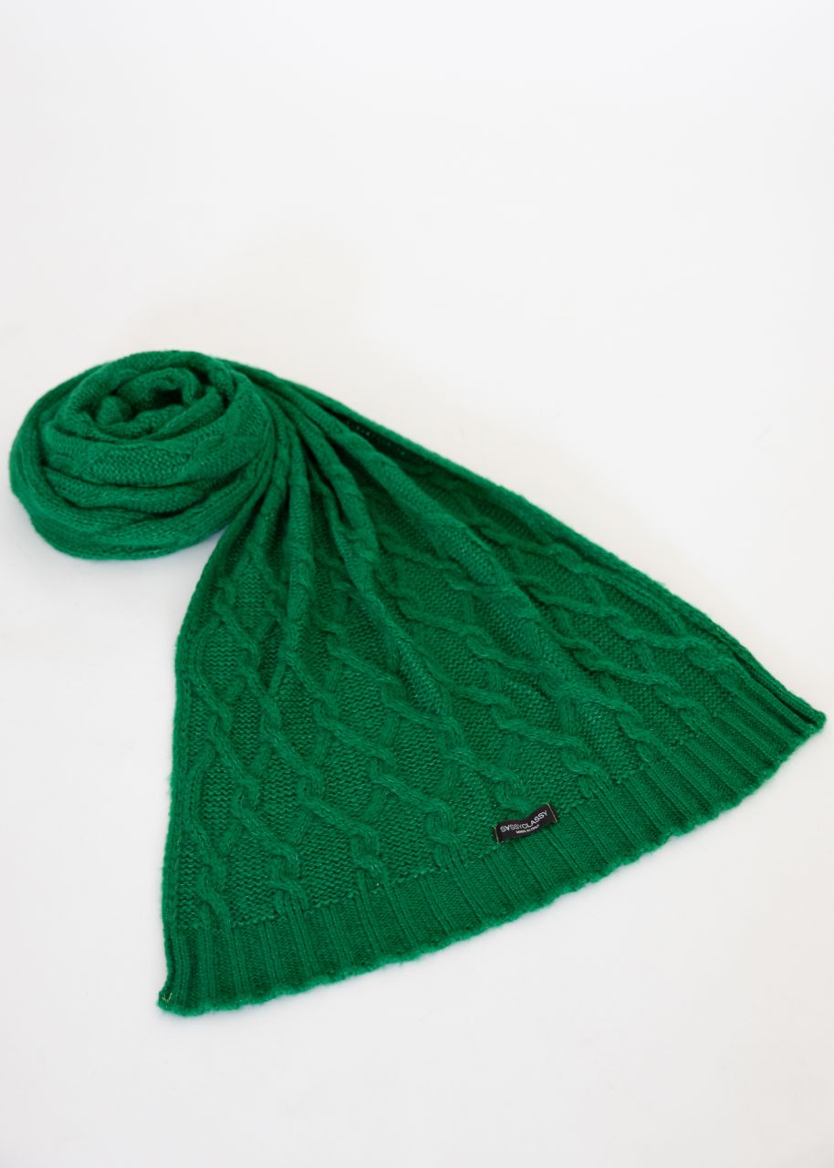Breiter Schal mit Zopfmuster, grün
