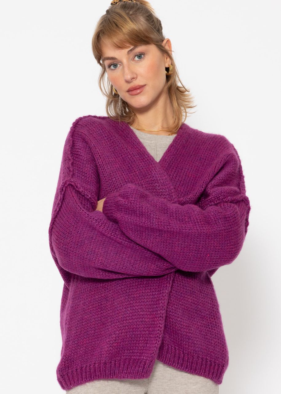 Lässiger Cardigan mit Außennähten - violett