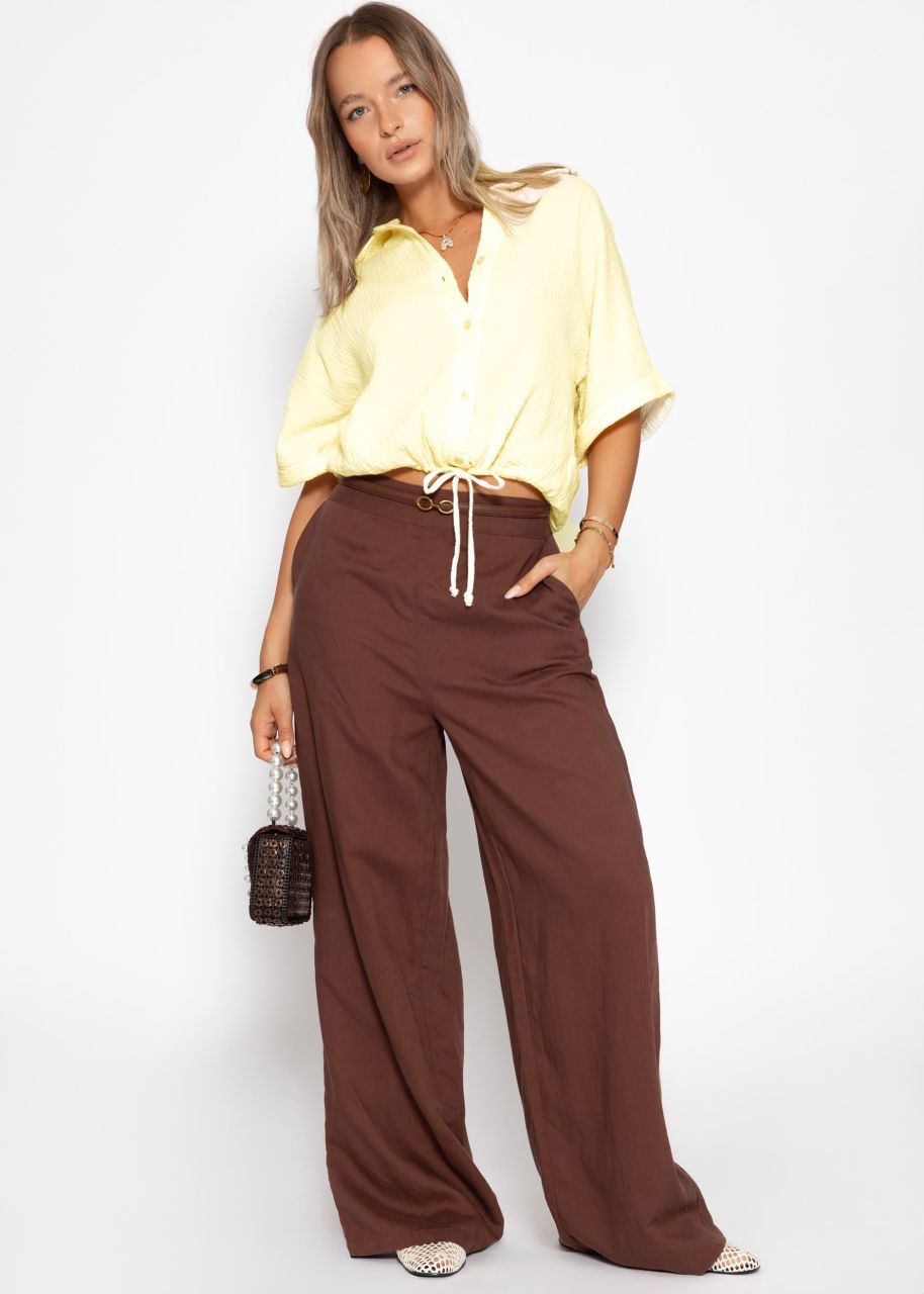 Musselin Bluse mit Zugband - buttergelb